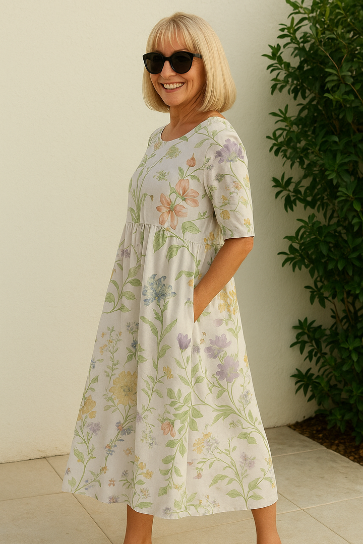 Eliza | Robe Midi Décontractée - Élégance Sans Effort, Confort au Quotidien