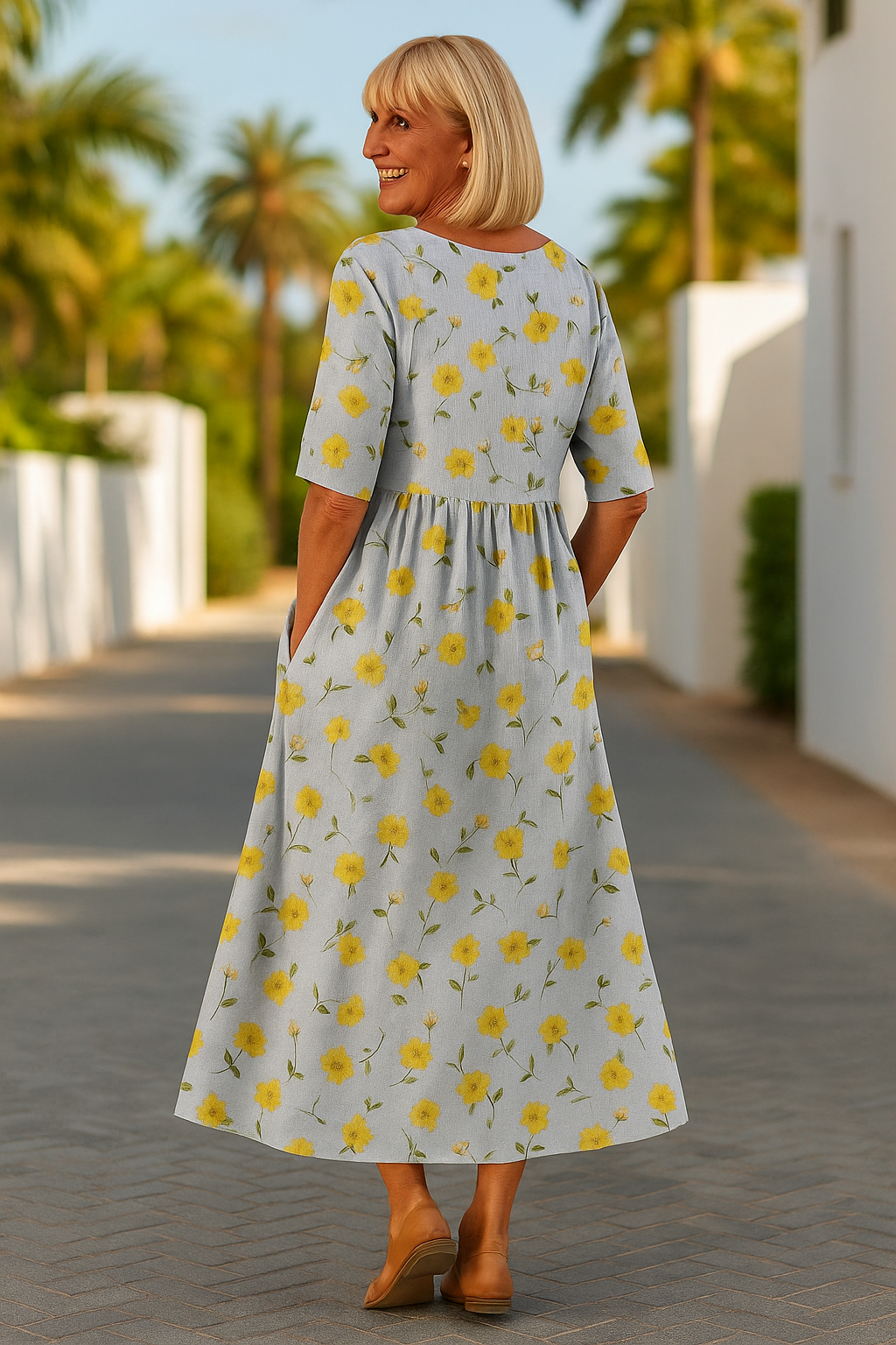 Eliza | Robe Midi Décontractée - Élégance Sans Effort, Confort au Quotidien