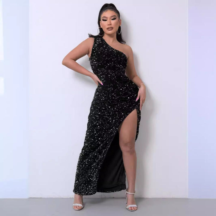 BRAYLEIGH™ - Robe à paillettes asymétrique Glamour