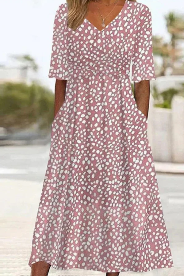 Romy - Robe Midi à Pois Élégante