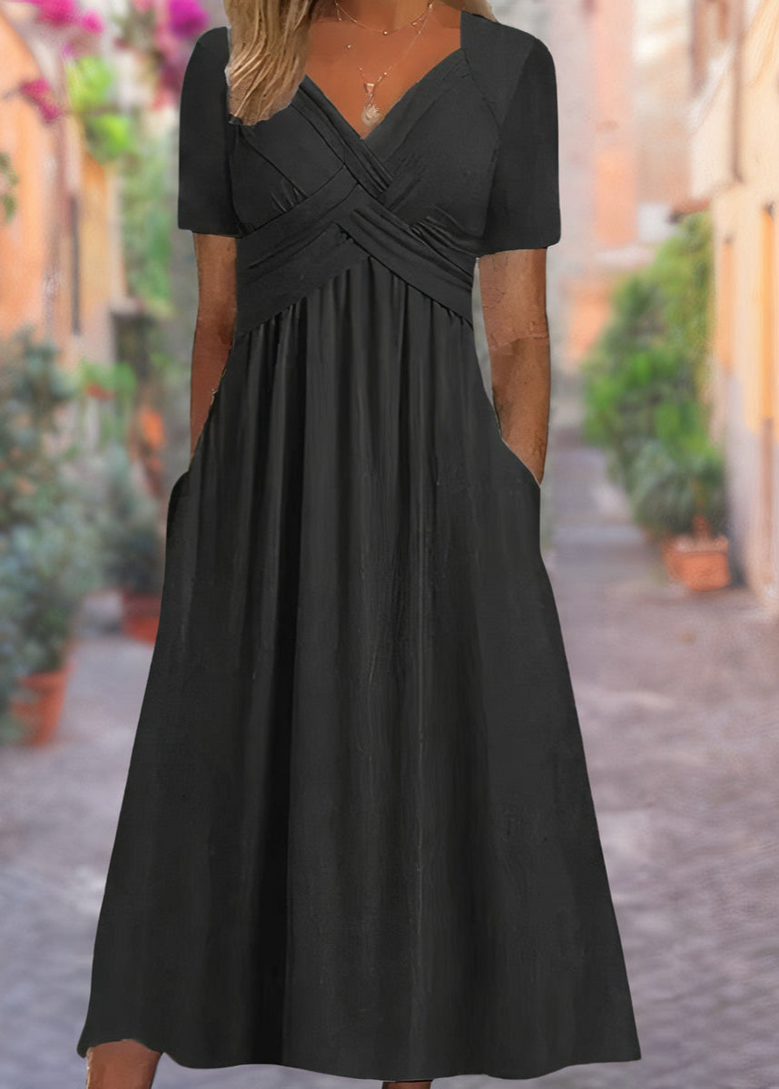 Sylvia | Robe à col en V avec poches pratiques